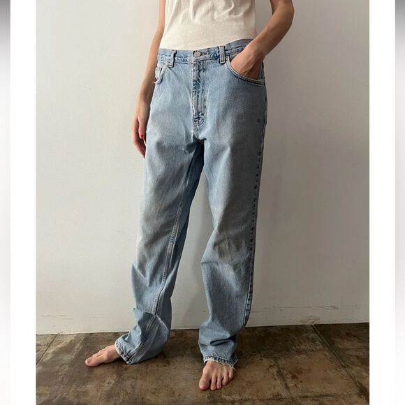 90s CK Calvin Klein Vintage Y2K Denim Jeans Light Blue Wash Mens Easy Fit 31 - Picture 3 of 14